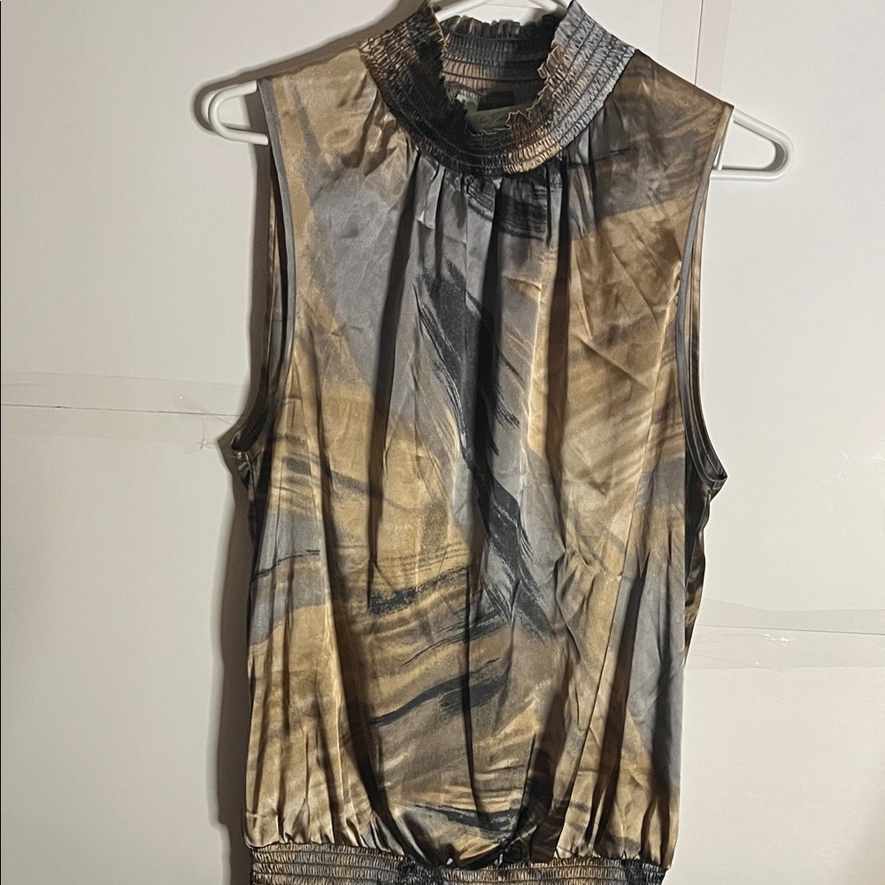 😄Sleeveless satin vintage blouse John Forsyth xl